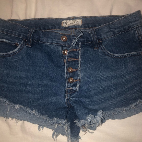 Free People Distressed Denim Shorts - Picture 2 of 4